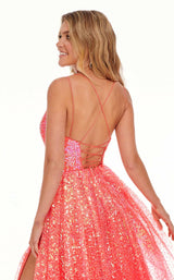 7 of 8 Rachel Allan 70047 Dress Coral-Iridescent