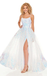 2 of 8 Rachel Allan 70047 Dress White-Iridescent