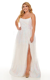 Rachel Allan Curves 70047W Dress White-Iridescent