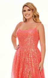 Rachel Allan Curves 70047W Dress Coral-Iridescent