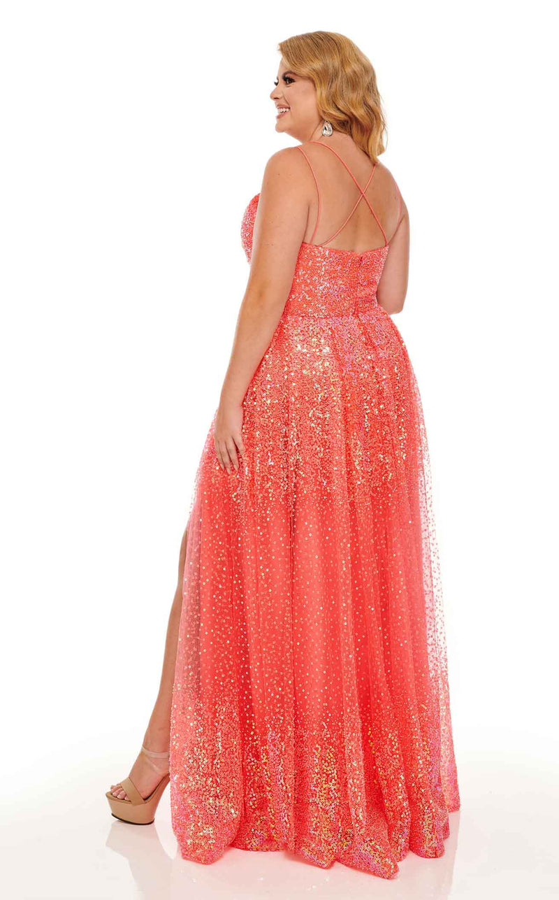 Rachel Allan 70047W Dress Coral-Iridescent
