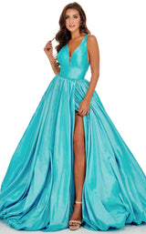 1 of 8 Rachel Allan 70050 Dress Aqua-Blue