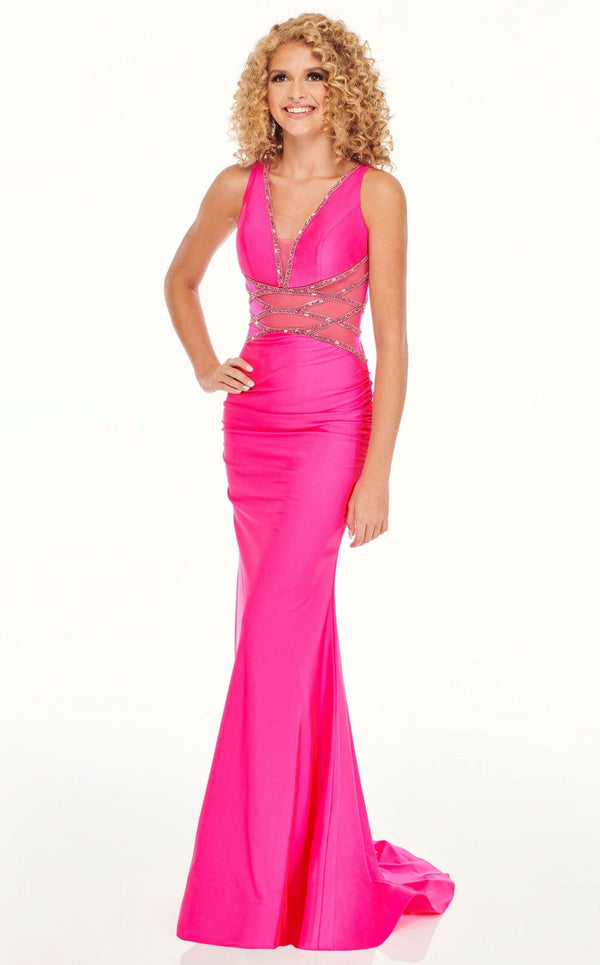 Rachel Allan 70051 Dress Neon-Magenta