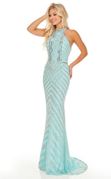 1 of 8 Rachel Allan 70057 Dress Aqua-Silver