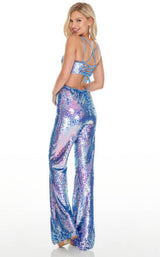 4 of 8 Rachel Allan 7006 Jumpsuit Iridescent-Periwinkle