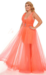 1 of 8 Rachel Allan Curves 70063W Dress Coral-Iridescent