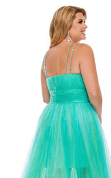 8 of 8 Rachel Allan Curves 70063W Dress Turquoise-Iridescent