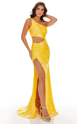 2 of 8 Rachel Allan 70067 Dress Yellow-Iridescent