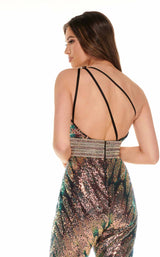 7 of 8 Rachel Allan 70070 Jumpsuit Black-Iridescent