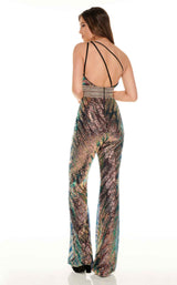 3 of 8 Rachel Allan 70070 Jumpsuit Black-Iridescent