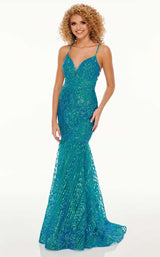 1 of 8 Rachel Allan 70071 Dress Jade-Iridescent