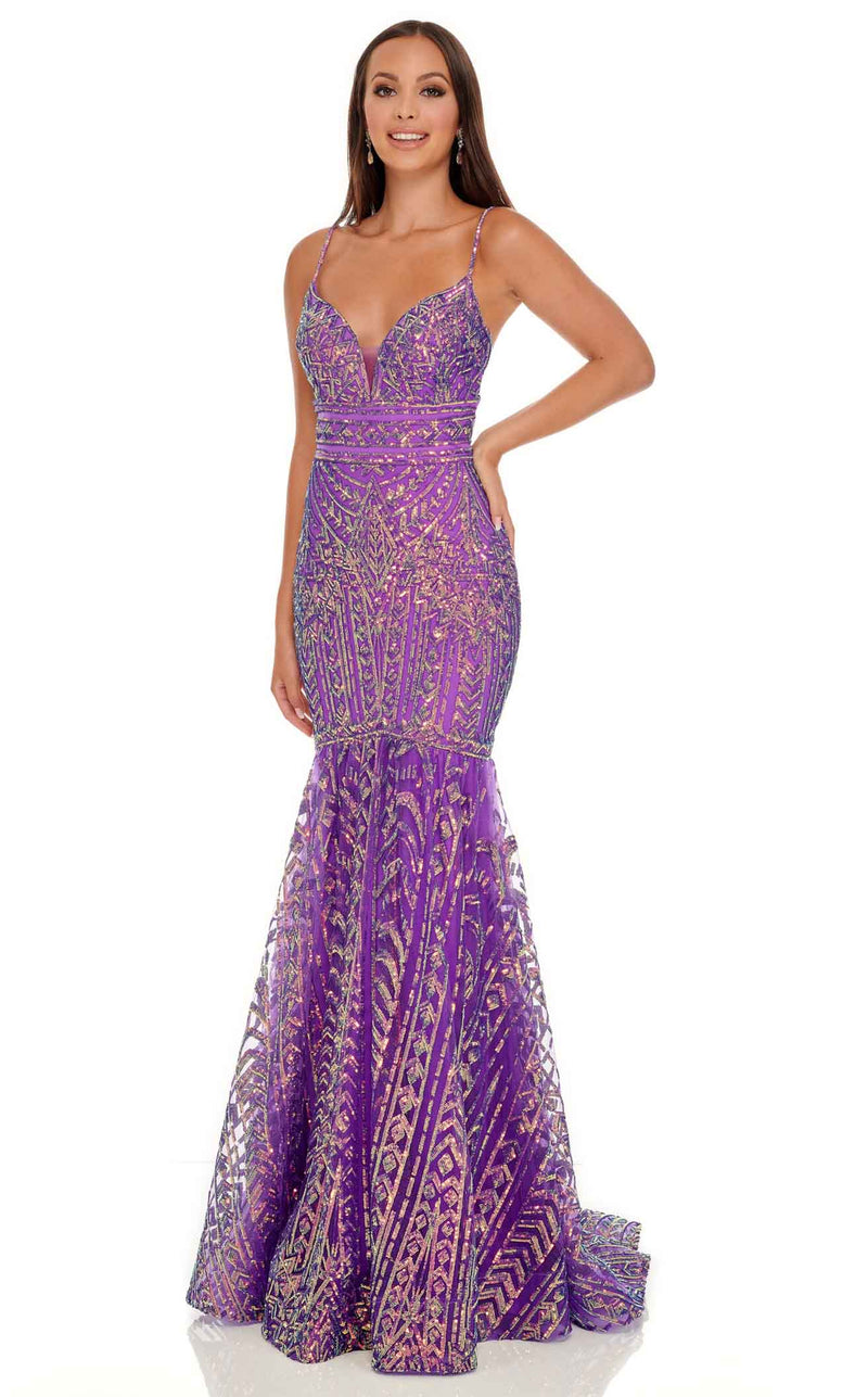 Rachel Allan 70071 Dress Violet-Iridescent