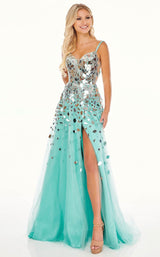 1 of 8 Rachel Allan 70072 Dress Aqua-Silver