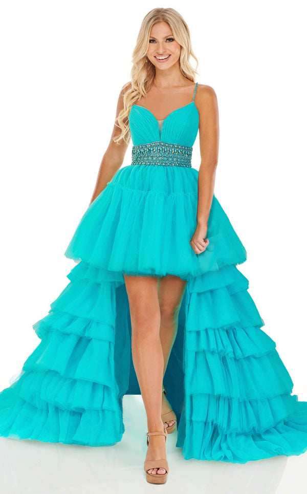 Rachel Allan 70074 Dress Neon-Turquoise