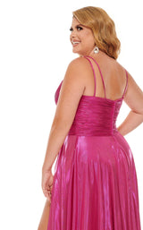 8 of 8 Rachel Allan Curves 70083W Dress Metallic-Fuchsia