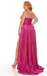 4 of 8 Rachel Allan Curves 70083W Dress Metallic-Fuchsia