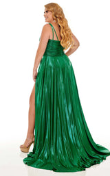 3 of 8 Rachel Allan Curves 70083W Dress Metallic-Emerald