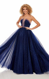 1 of 8 Rachel Allan 70084 Dress Navy-Multi