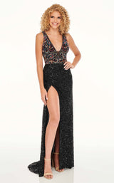 1 of 4 Rachel Allan 70085 Dress Black-Multi