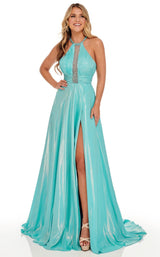 1 of 8 Rachel Allan 70098 Dress Aqua-Blue