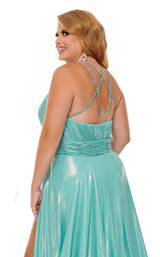 7 of 8 Rachel Allan Curves 70098W Dress Aqua-Blue