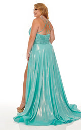 3 of 8 Rachel Allan Curves 70098W Dress Aqua-Blue