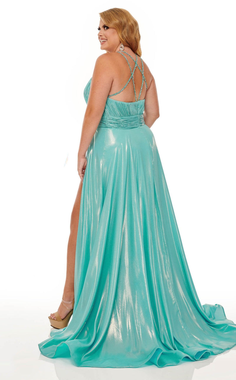 Rachel Allan Curves 70098W Dress Aqua-Blue