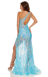 4 of 8 Rachel Allan 70101 Dress Turquoise-Iridescent