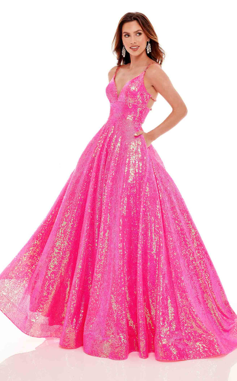 Rachel Allan 70130 Dress Hot-Pink