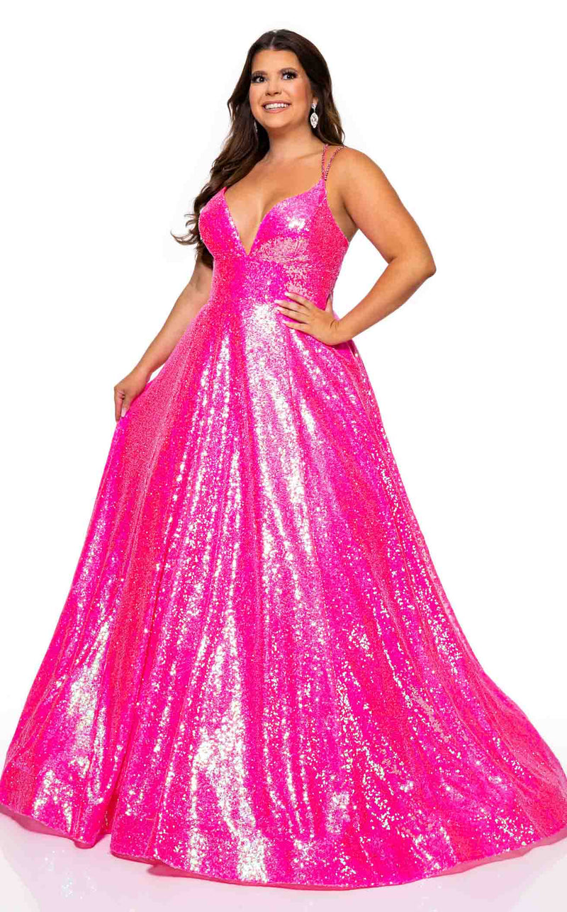 Rachel Allan 70130W Dress Hot-Pink