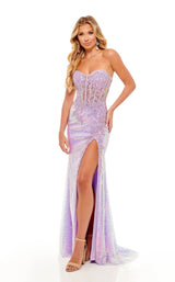 2 of 4 Rachel Allan 70132 Dress Lilac-Iridescent