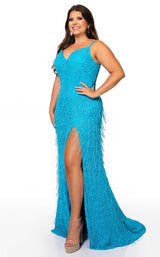 1 of 2 Rachel Allan 70137W Dress Ocean-Blue