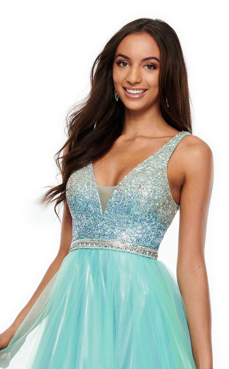 Rachel Allan 7015 Dress Mint-Sky-Blue