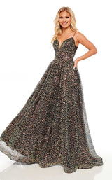 2 of 6 Rachel Allan 70151 Dress Black-Iridescent