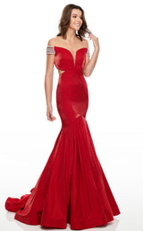 1 of 16 Rachel Allan 7016 Dress Deep-Red