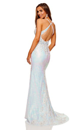 5 of 6 Rachel Allan 70161 Dress White-Iridescent