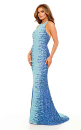 3 of 6 Rachel Allan 70162 Dress Periwinkle-Ombre