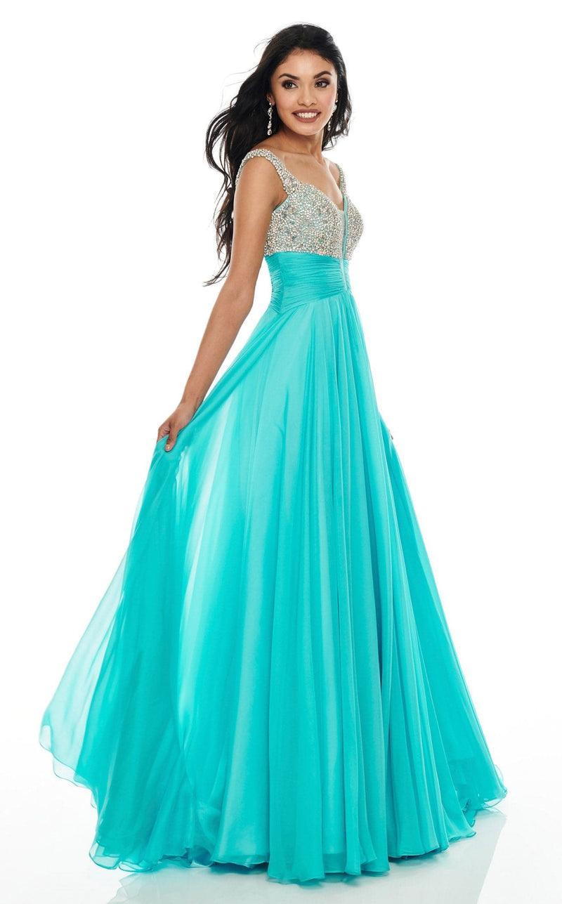 Rachel Allan 7018 Dress Aqua-Blue