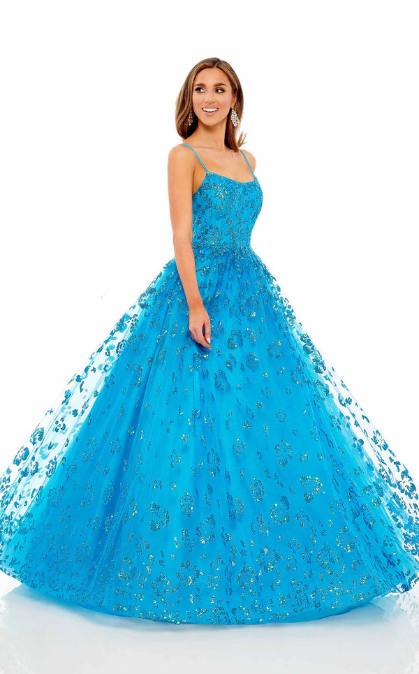 Rachel Allan 70182 Dress Ocean-Blue