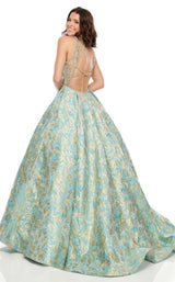 3 of 8 Rachel Allan 7019 Dress Aqua-Gold