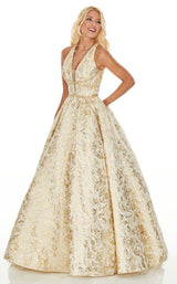 2 of 8 Rachel Allan 7019 Dress Ivory-Gold