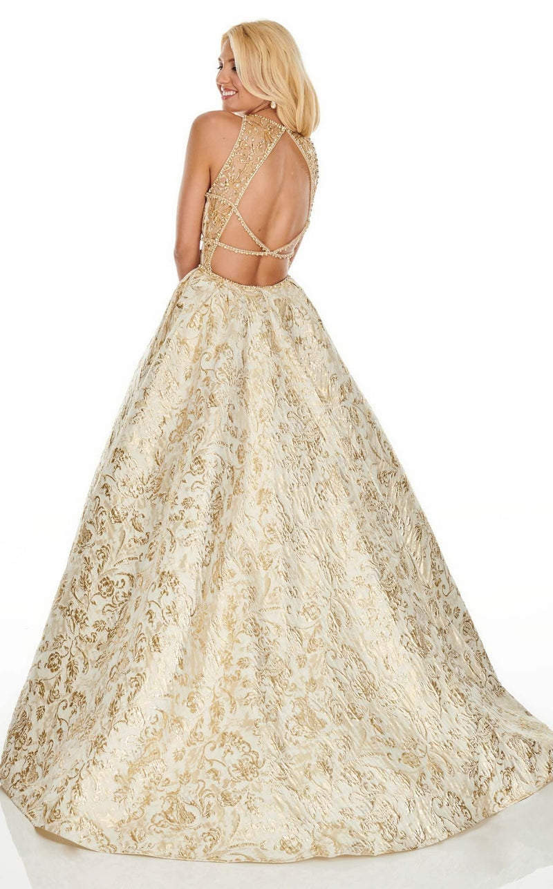 Rachel Allan 7019 Dress Ivory-Gold