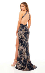 3 of 4 Rachel Allan 70193 Dress Navy-Rose-Gold