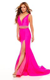 1 of 4 Rachel Allan 70196 Dress Neon-Pink