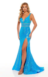 2 of 6 Rachel Allan 70208 Dress Ocean-Blue