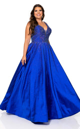 1 of 2 Rachel Allan 70212W Dress Royal
