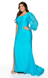 1 of 2 Rachel Allan 70225W Dress Turquoise