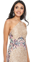 5 of 8 Rachel Allan 7024 Dress Champagne-Multi