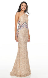 1 of 8 Rachel Allan 7024 Dress Champagne-Multi