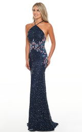 2 of 8 Rachel Allan 7024 Dress Navy-Multi